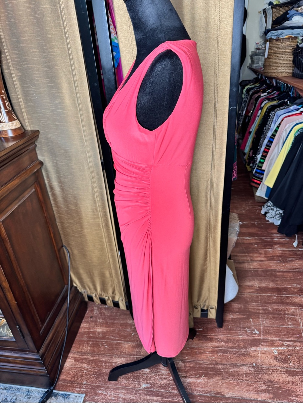 American Living Red Ruched Wrap Cocktail Dress - Picture 2 of 8